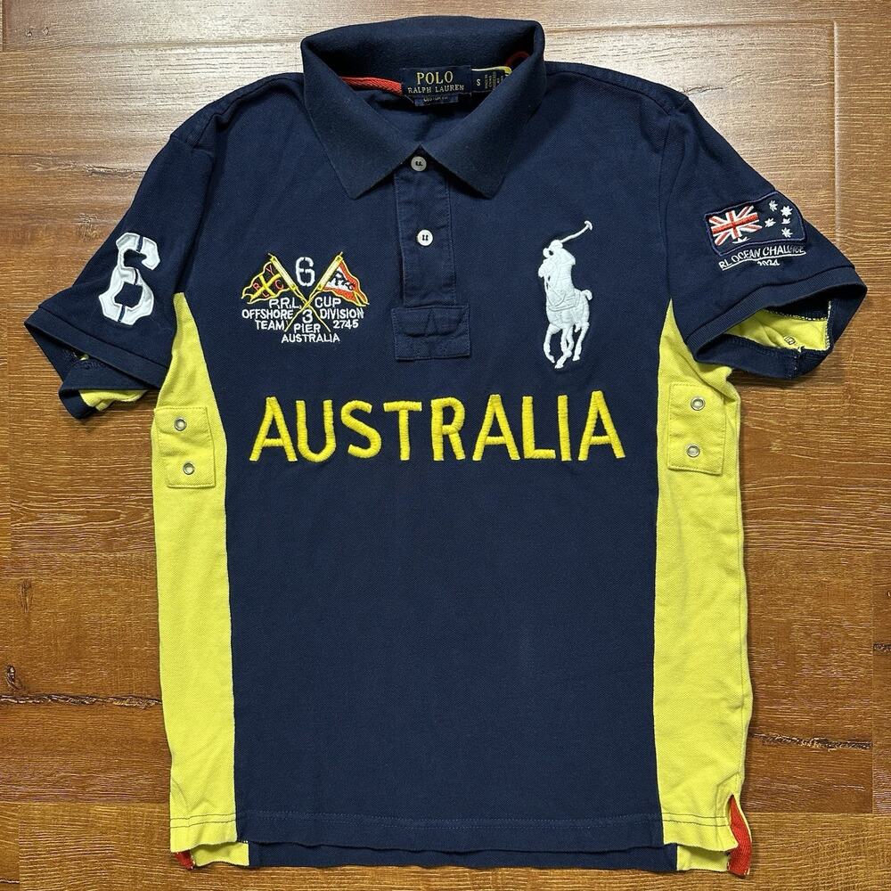 Ralph Lauren Rugby Polo Shirt Men S Blue Big Pony Australia Yacht Boat Sail Rare